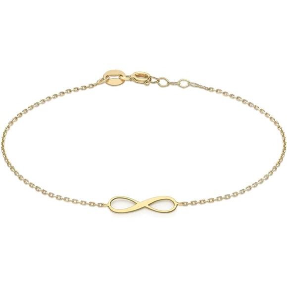 9ct Yellow Gold Infinity Bracelet Adjustable Womens Gold Jewelry Gift for Her - Picture 1 of 7